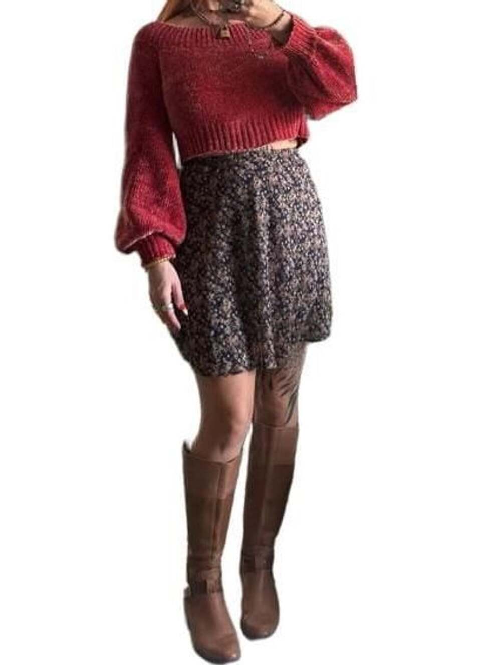 90s Vintage Compagnie Internationale Express Skirt Size S Navy Floral Chiffon